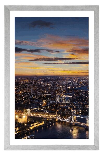 Plakát s paspartou letecký pohled na Tower Bridge