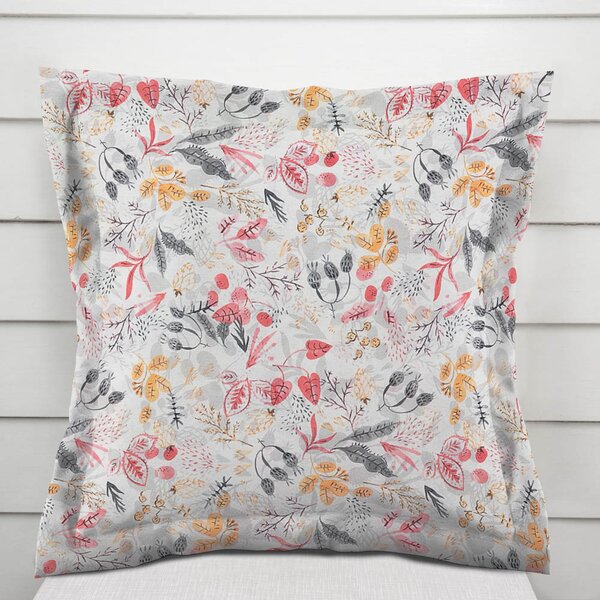Biante Dekorační povlak na polštář s lemem PML-087 Červeno-oranžové lístky 35 x 45 cm