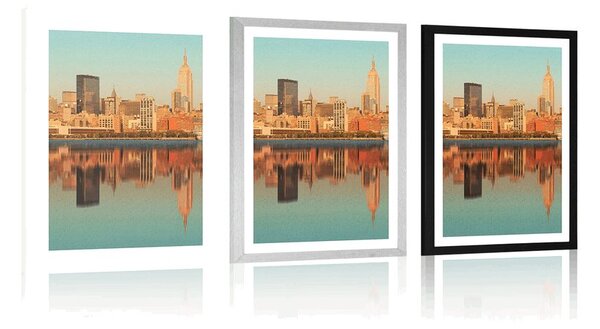 Plakát s paspartou okouzlující New York v odrazu ve vodě