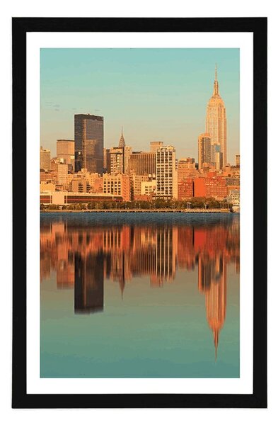 Plakát s paspartou okouzlující New York v odrazu ve vodě