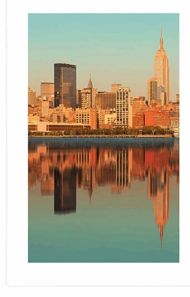 Plakát s paspartou okouzlující New York v odrazu ve vodě
