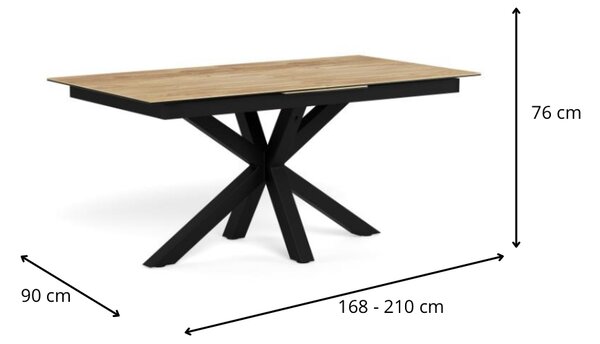 Actona Jídelní rozkládací stůl Heaven 168/210 cm dub divoký/černý