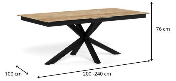 Actona Jídelní rozkládací stůl Heaven 200/240 cm I dub divoký/černý