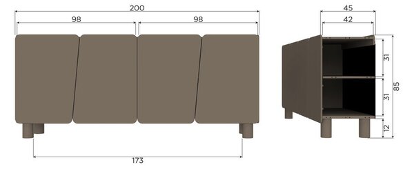 Hnědá komoda z borovicového dřeva 200x85x45 cm Root – WOOOD