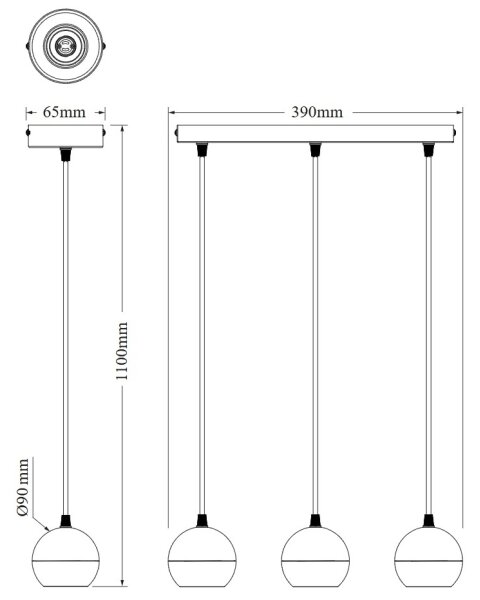 Osram - Lustr na lanku SPOT SPHERAL 3xGU10/6W/230V černá