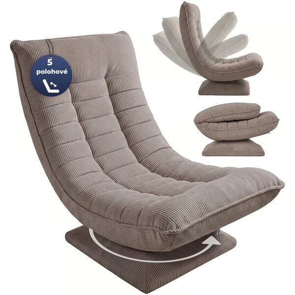 Lenoška ABERDEEN CORD, žebrovaný potah, 87×60×105 cm, šedohnědá (taupe) Casaria