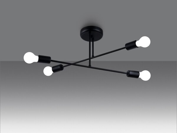 Sollux SL.1451 - Lustr na tyči NORAH 4xE27/15W/230V černá