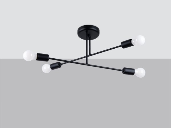 Sollux SL.1451 - Lustr na tyči NORAH 4xE27/15W/230V černá