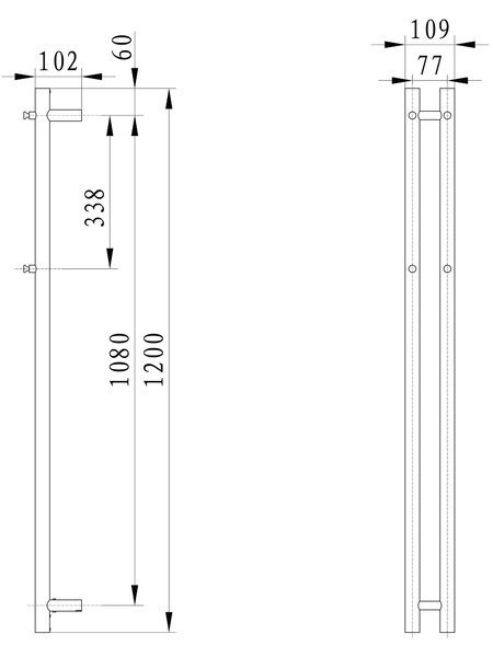 Sapho Sapho, PAPINADO elektrický sušák ručníků, 109x1200mm, 40W, černá mat, ER340