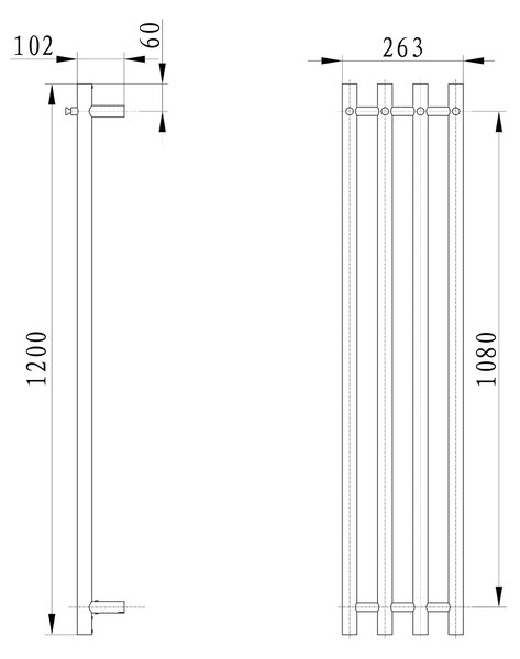 Sapho Sapho, PAPINADO elektrický sušák ručníků, 263x1200mm, 85W, chrom, ER750