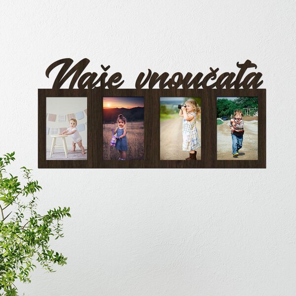 Dřevěný fotorámeček Naše vnoučata Zvolte barvu dekoru: Wenge | Rozměry (cm)grafie: 13x18 | Počet fotorámečků: 3
