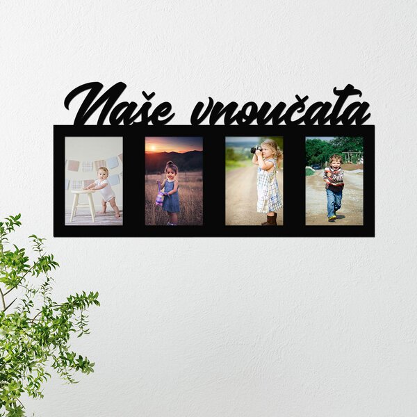 Dřevěný fotorámeček Naše vnoučata Zvolte barvu dekoru: Černá | Rozměry (cm)grafie: 10x15 | Počet fotorámečků: 4
