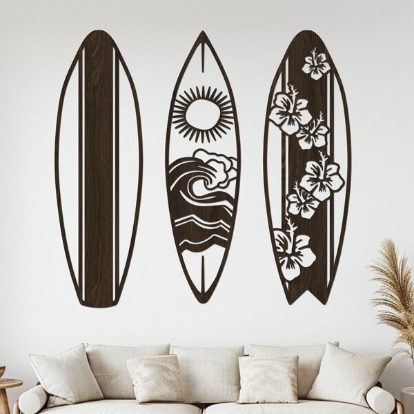 Dřevěný obraz SURF ALOHA Zvolte barvu dekoru: Černá | Rozměry (cm): 64x60