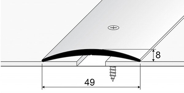 Přechodový profil 49 mm, oblý (šroubovací) | nivelace 0 - 5 mm Stříbro E01