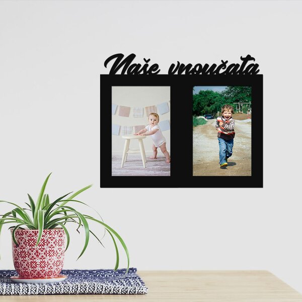Dřevěný fotorámeček Naše vnoučata Zvolte barvu dekoru: Černá | Rozměry (cm)grafie: 10x15 | Počet fotorámečků: 2