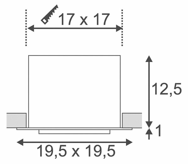 VÝPRODEJ VZORKU BIG WHITE SLV SADA KADUX 1, vestavné svítidlo, jedna žárovka, LED, 3000K, xl, hranaté, černé matné, 30°, 29 W