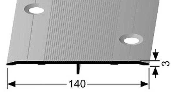 Přechodový profil 140 mm, plochý (šroubovací) | Küberit 470 S Stříbro F4