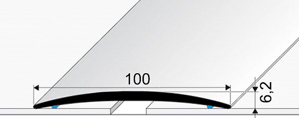 Přechodový profil 100 mm, oblý (samolepící) | nivelace 0 - 7 mm Stříbro E01