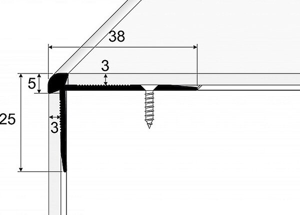 Schodový profil pro krytiny do 3 mm (šroubovací) Stříbro E01