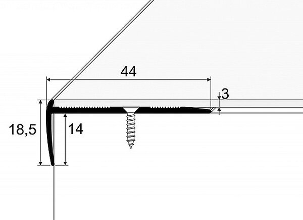 Schodový profil pro krytiny do 3 mm (šroubovací) Stříbro E01