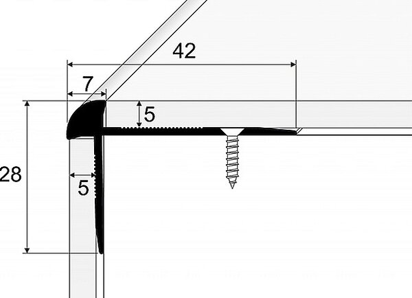 Schodový profil pro krytiny do 5 mm (šroubovací) Stříbro E01