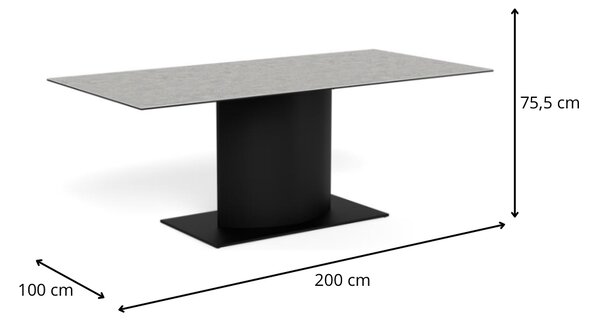 Actona Jídelní stůl Marbella 200 cm šedý mramor/černý