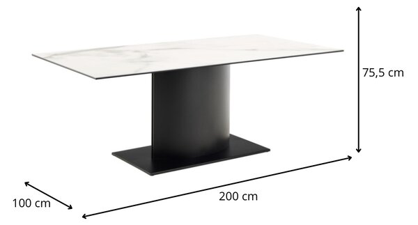 Actona Jídelní stůl Marbella 200 cm černý/mramorově bílý