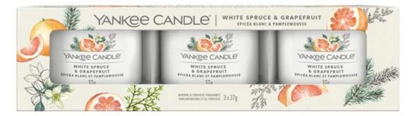 Yankee Candle dárková sada votivních svíček ve skle White Spruce & Grapefruit (Bílý smrk a grapefruit) 3 ks