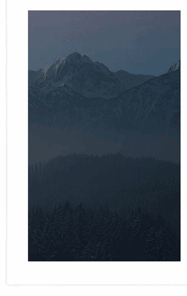 Plakát s paspartou úplněk měsíce nad horami