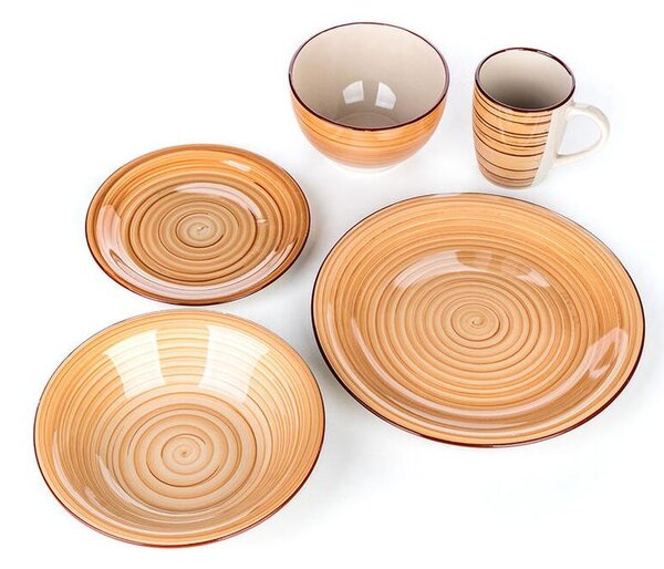 Keramická jídelní souprava SPIRAL BROWN 30 ks