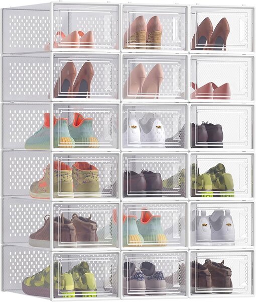 Organizér na boty MARI, 18 boxů, průsvitná/bílá SongmicsHome