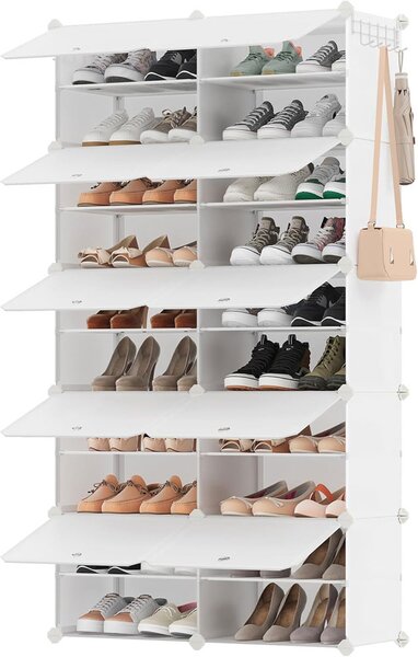 Organizér na boty KIMBERLY, 10 boxů, bílá/průhledná SongmicsHome