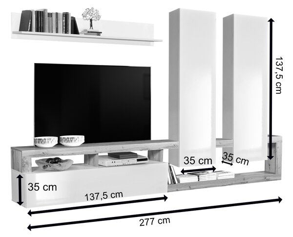 Obývací stěna OTIS II dub wotan/bílá