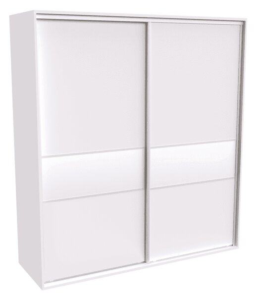 Šatní skříň FLEXI 2 s dělenými dveřmi Lacobel Varianta barvy: Bílá, Šířka: 200 cm, Výška: 220 cm