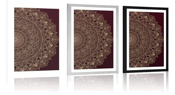 Plakát s paspartou detailní ozdobná Mandala