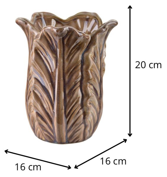 Mondex Keramická váza LETTU 16x20 cm hnědá