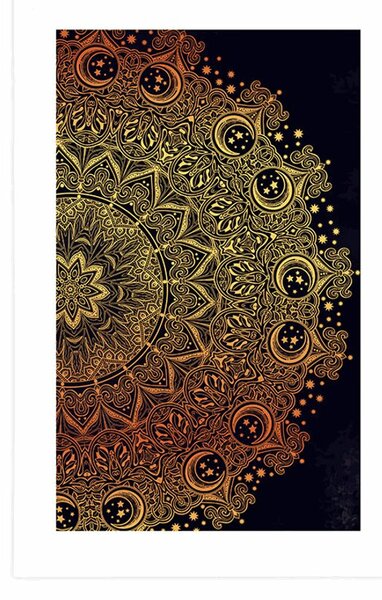 Plakát s paspartou zlatá orientální Mandala