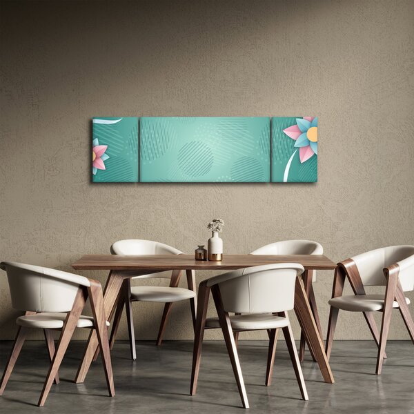Obraz - Kruhy s květy (170x50 cm)