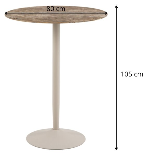 Actona Keramický barový stůl Malta 105 cm béžový mramor