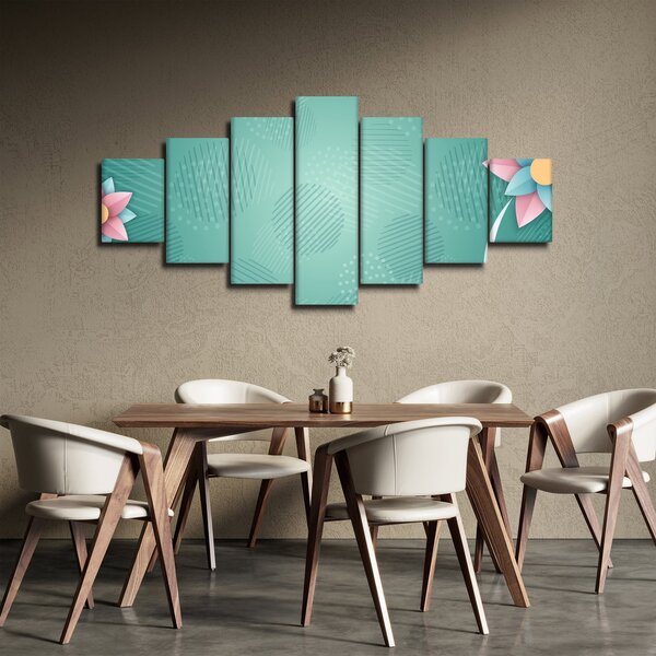 Obraz - Kruhy s květy (210x100 cm)