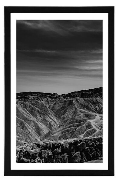 Plakát s paspartou Národní park Death Valley v černobílém provedení