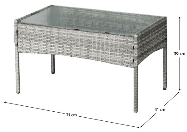 KONDELA Zahradní 4-dílný ratanový set, šedá, RATANA