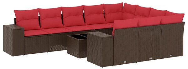 11dílná zahradní sedací souprava s polštáři hnědá polyratan 3223103