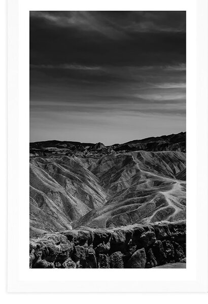 Plakát s paspartou Národní park Death Valley v černobílém provedení