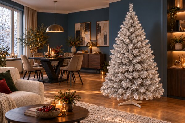 JAKS Vánoční stromek jedle perlová stříbrná 100 cm