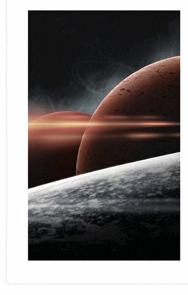 Plakát s paspartou planety v galaxii