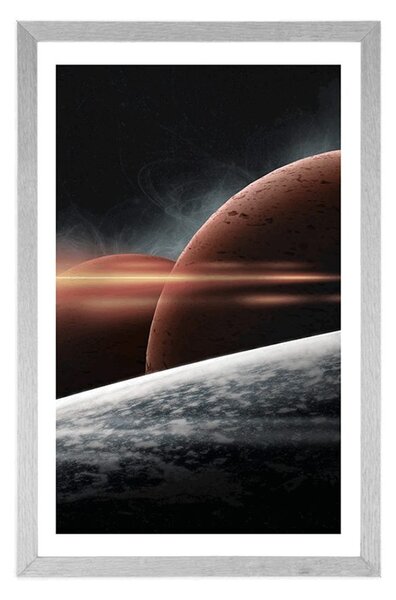 Plakát s paspartou planety v galaxii