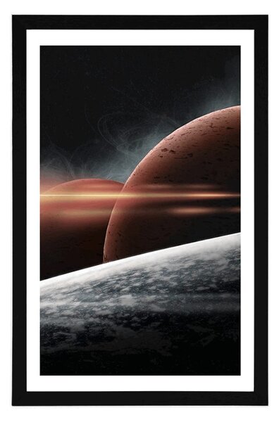 Plakát s paspartou planety v galaxii