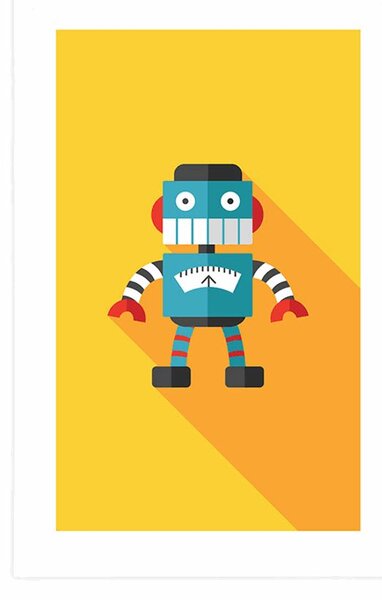 Plakát s paspartou veselý robot