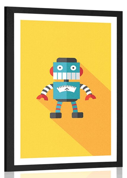 Plakát s paspartou veselý robot